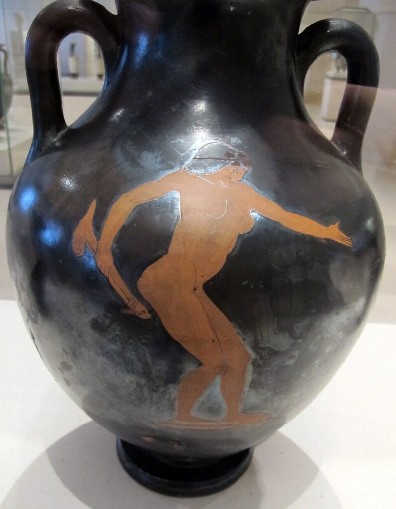 Griechische Vase mit nackter Frau und künstlichem Phallus, etwa 490 v. Chr.